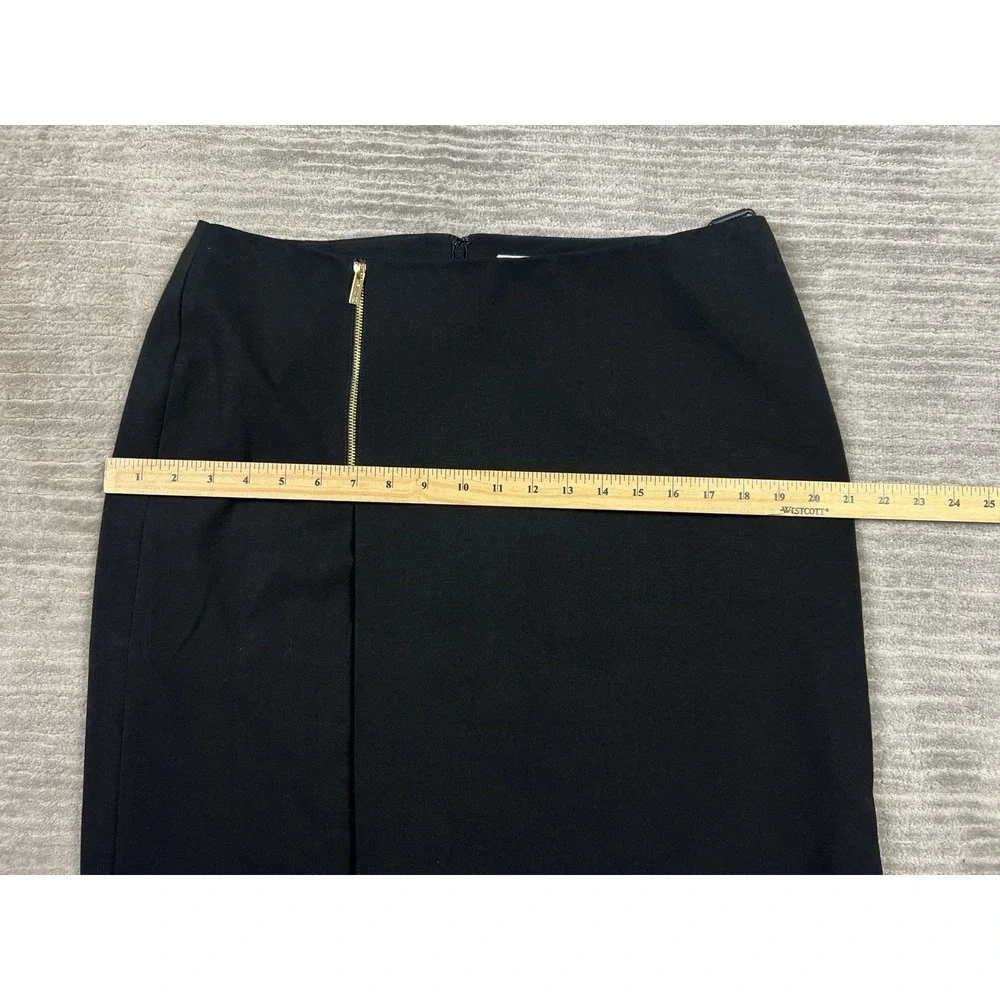 Calvin Klein Skirt‎ Womens 12 Black Faux Wrap Zip Pencil Polyester Blend NWT